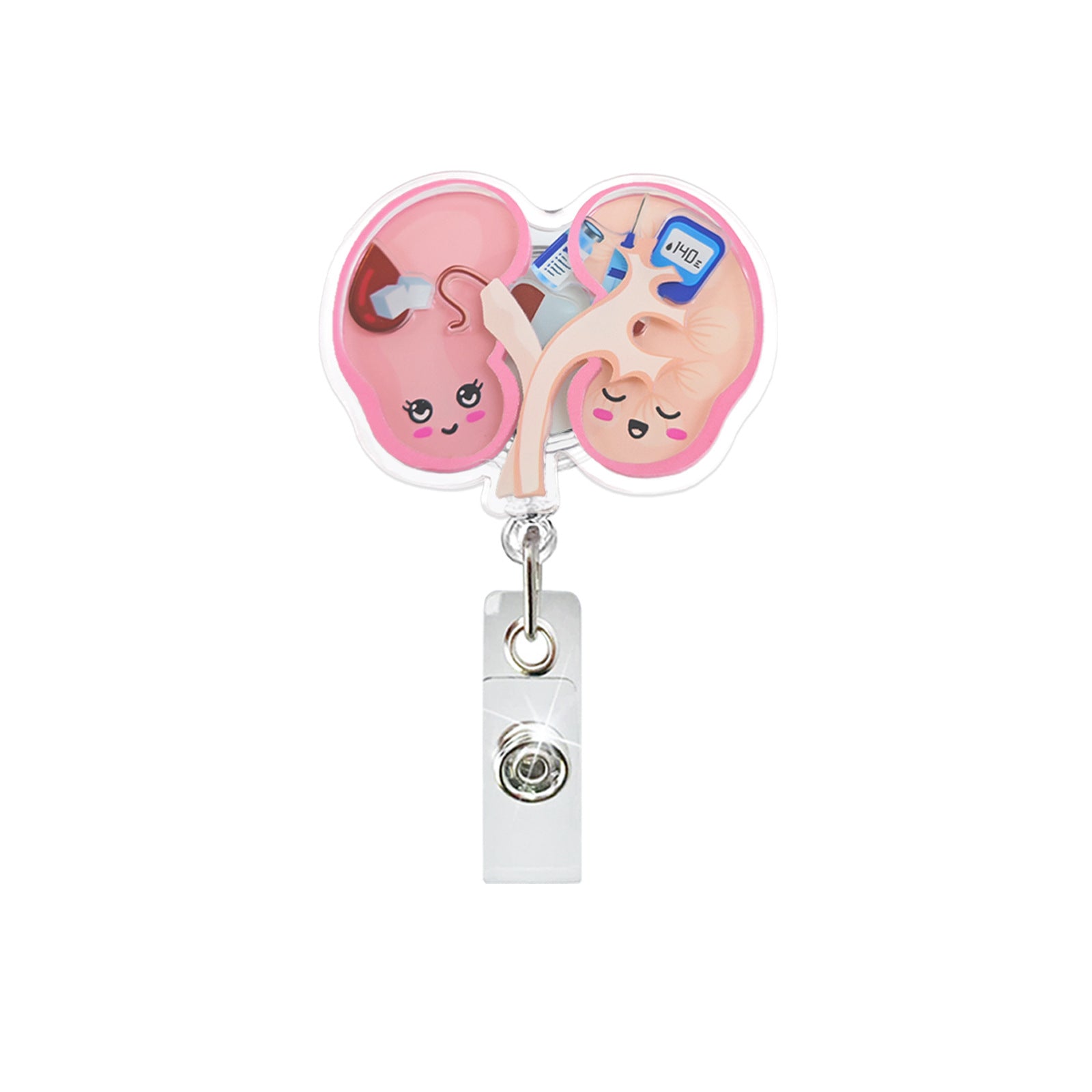 Wholesale Quicksand acrylic badge reel retractable easy to pull